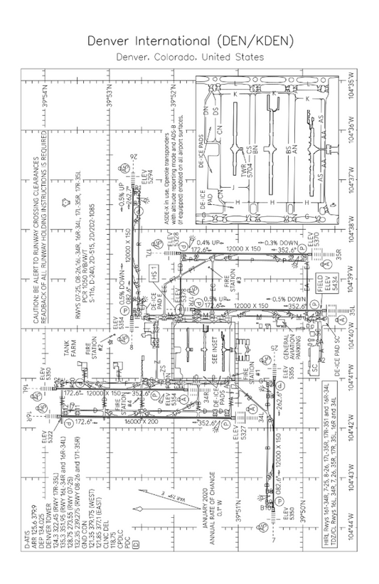 Denver International airport - [DEN] Hand drawn blueprint art